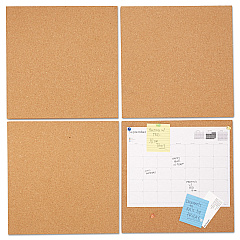 Universal Cork Tile Panels, 12 x 12, Brown Surface, 4/Pack (UNV43404)