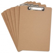Universal Hardboard Clipboard with Low-Profile Clip, 0.5" Clip Capacity, Holds 8.5 x 11 Sheets, Brown, 6/Pack (05562)