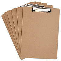 Universal Hardboard Clipboard with Low-Profile Clip, 0.5" Clip Capacity, Holds 8.5 x 11 Sheets, Brown, 6/Pack (UNV05562)