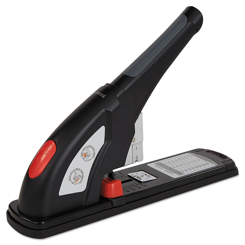 Universal Heavy-Duty Stapler, 200-Sheet Capacity, Black/Graphite/Red (UNV43048)