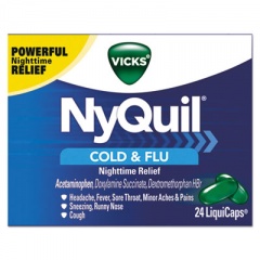 Vicks NyQuil Cold and Flu Nighttime LiquiCaps, 24/Box, 24 Boxes/Carton (01440)