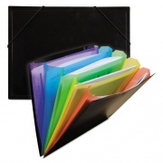 C-Line Rainbow Document Sorter/Case, 5" Expansion, 5 Sections, Elastic Cord Closure, Letter Size, Black/Multicolor (59011)