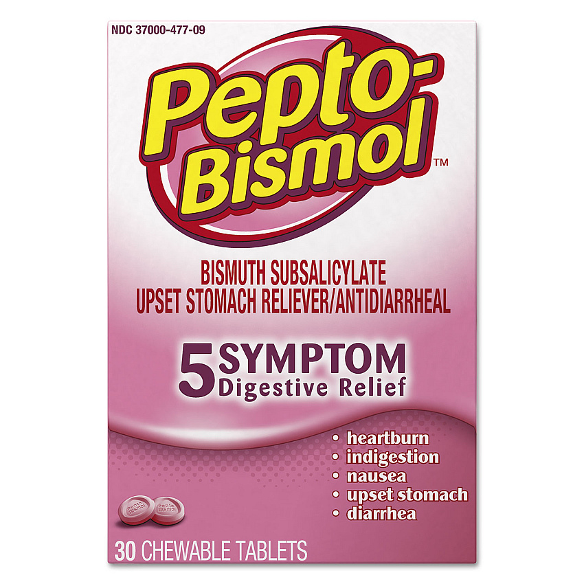 Pepto-Bismol Chewable Tablets, Original Flavor, 30/Box (PGC03977BX)