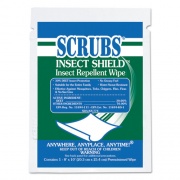 SCRUBS Insect Shield Insect Repellent Wipes, 8 x 10, White, 100/Carton (91401)