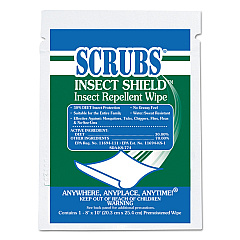 SCRUBS Insect Shield Insect Repellent Wipes, 8 x 10, Floral, 100/Carton (ITW91401)