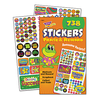 TREND Sticker Assortment Pack, Frogs, Starts, Thank You!, Assorted Colors, 738/Pad (TEP5011)