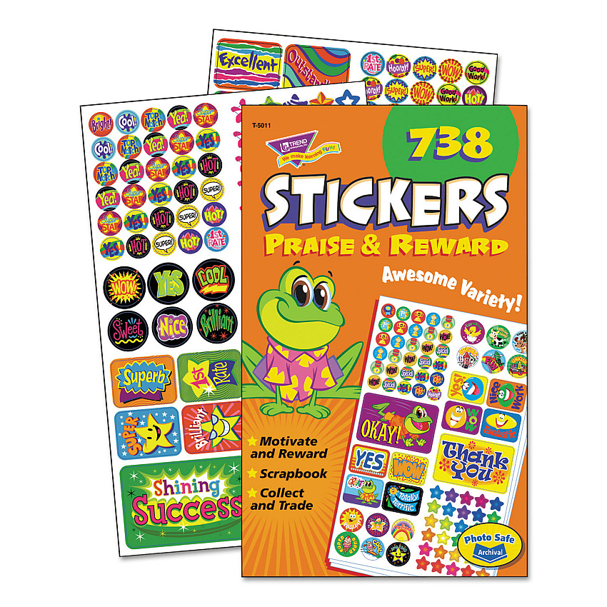TREND Sticker Assortment Pack, Frogs, Starts, Thank You!, Assorted Colors, 738/Pad (TEP5011)