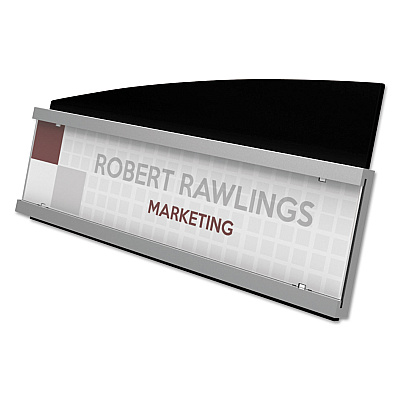 deflecto Interior Image Anti-Glare Sign Holder, Landscape, 8.5 x 2 Insert, Black/Silver (DEF89105)