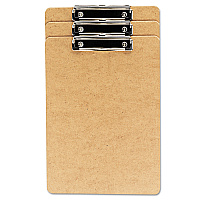 Universal Hardboard Clipboard with Low-Profile Clip, 0.5" Clip Capacity, Holds 8.5 x 14 Sheets, Brown, 3/Pack (UNV05563)