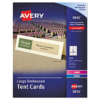 Avery Large Embossed Tent Card, Ivory, 3.5 x 11, 1 Card/Sheet, 50 Sheets/Pack (AVE5915)