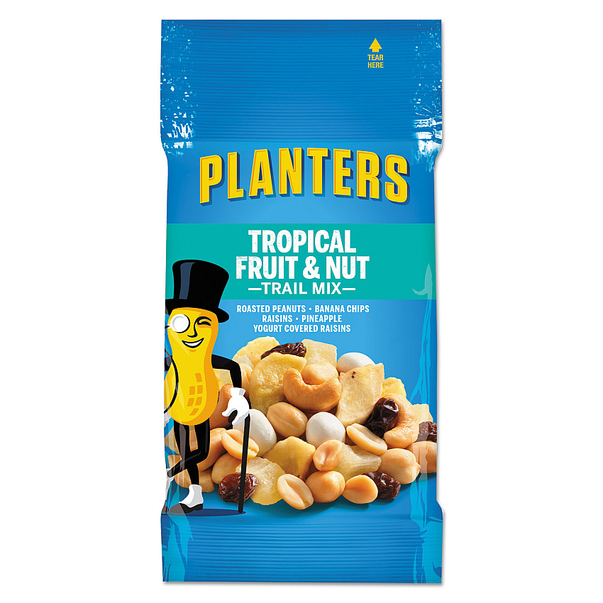 Planters Trail Mix, Tropical Fruit and Nut, 2 oz Bag, 72/Carton (PTN00026)