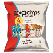 popchips Potato Chips, BBQ/Sea Salt Flavor, 0.8 oz Bag, 6/Pack (21812PK)