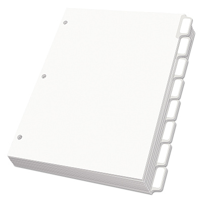 Oxford Custom Label Tab Dividers with Self-Adhesive Tab Labels, 8-Tab, 11 x 8.5, White, 25 Sets (OXF11316)