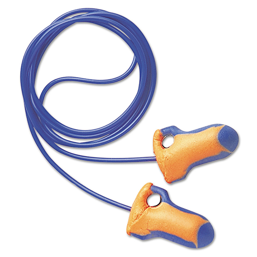 Howard Leight by Honeywell LT-30 Laser Trak Single-Use Earplugs, Corded, 32NRR, Orange/Blue, 100 Pairs