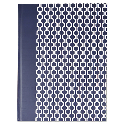 Universal Casebound Hardcover Notebook, 1-Subject, Wide/Legal Rule, Dark Blue/White Cover, (150) 10.25 x 7.63 Sheets (UNV66351)