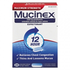 Mucinex Maximum Strength Expectorant, 28 Tablets/Box, 24 Boxes/Carton (02328CT)
