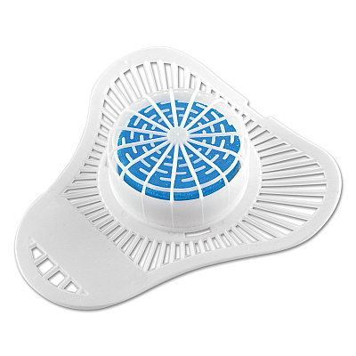 OdoBan Urinal Screen with Non-Para Deodorizer Block, Cherry Scent, White/Blue, 12/Carton (ODO95896212)
