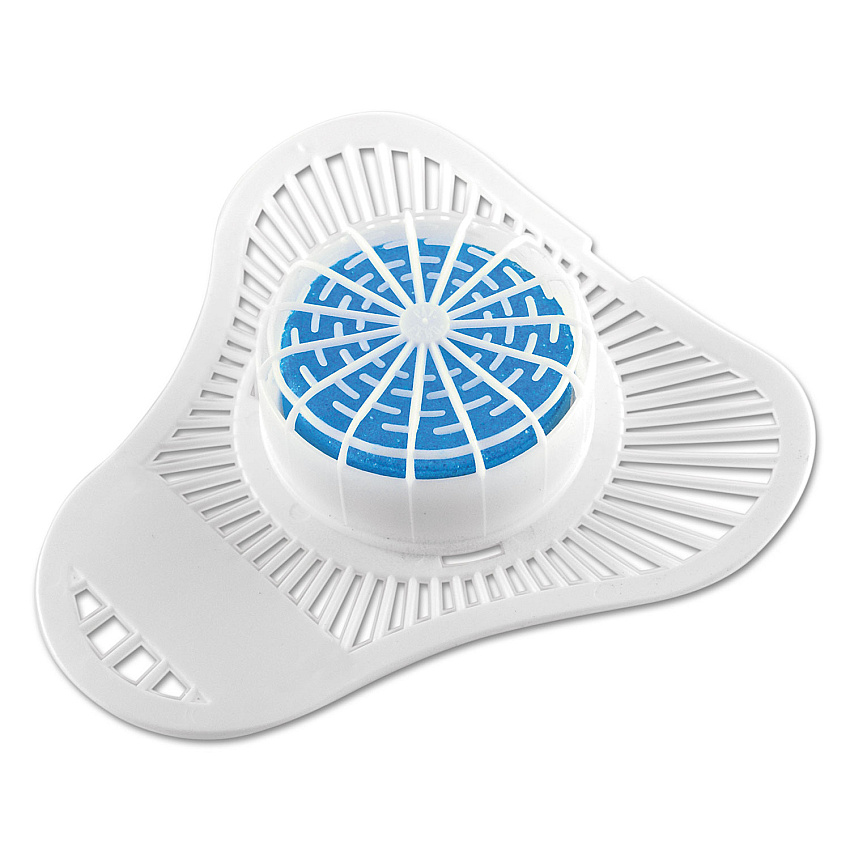 OdoBan Urinal Screen with Non-Para Deodorizer Block, Cherry Scent, White/Blue, 12/Carton (ODO95896212)