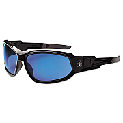 ergodyne Skullerz Loki Safety Glass/Goggle, Black Frame/Blue Mirror Lens, Nylon/Polycarb (EGO56092)