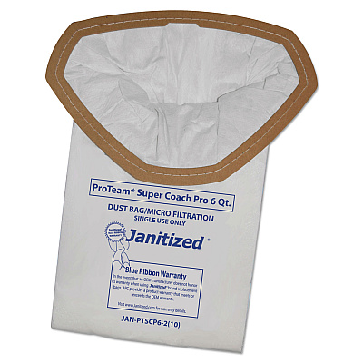 Janitized Vacuum Filter Bags Designed to Fit ProTeam Super Coach Pro 6/GoFree Pro, 100/Carton (APCJANPTSCP62)