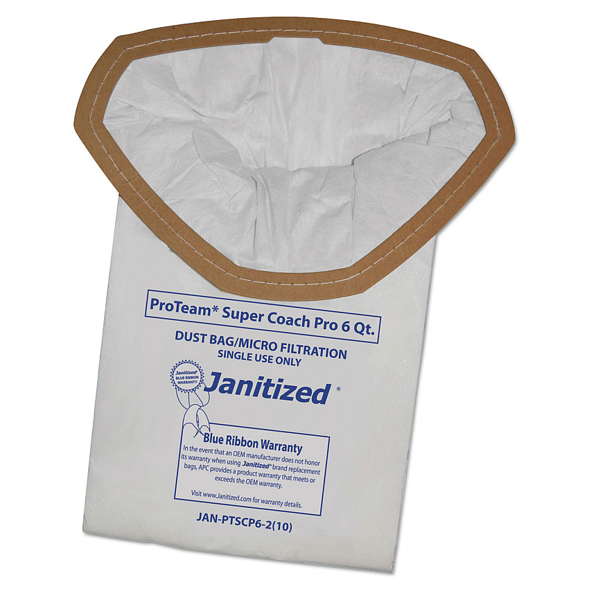 Janitized Vacuum Filter Bags Designed to Fit ProTeam Super Coach Pro 6/GoFree Pro, 100/Carton (APCJANPTSCP62)