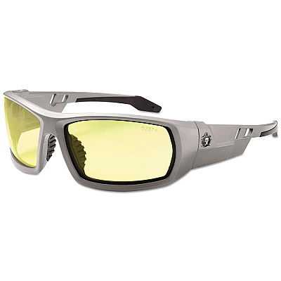 ergodyne Skullerz Odin Safety Glasses, Gray Frame/Yellow Lens, Nylon/Polycarb (EGO50150)