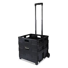 Universal Collapsible Mobile Storage Crate, Plastic, 18.25 x 15 x 18.25 to 39.37, Black (UNV14110)
