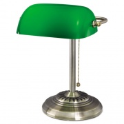Alera Traditional Banker's Lamp, Green Glass Shade, 10.5w x 11d x 13h, Antique Brass (LMP557AB)