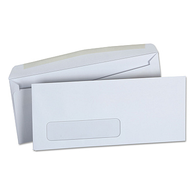 Universal Open-Side Business Envelope, 1 Window, #10, Square Flap, Gummed Closure, 4.13 x 9.5, White, 500/Box (UNV36321)