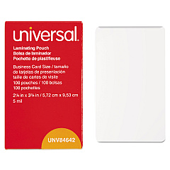 Universal Laminating Pouches, 5 mil, 3.75" x 2.25", Gloss Clear, 100/Box (UNV84642)