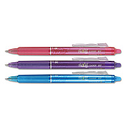 Pilot FriXion Clicker Erasable Gel Pen, Retractable, Fine 0.7 mm, Three Assorted Ink and Barrel Colors, 3/Pack (PIL31469)