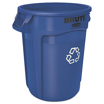 Rubbermaid Commercial Brute Recycling Container, 32 gal, Polyethylene, Blue (RCP263273BE)