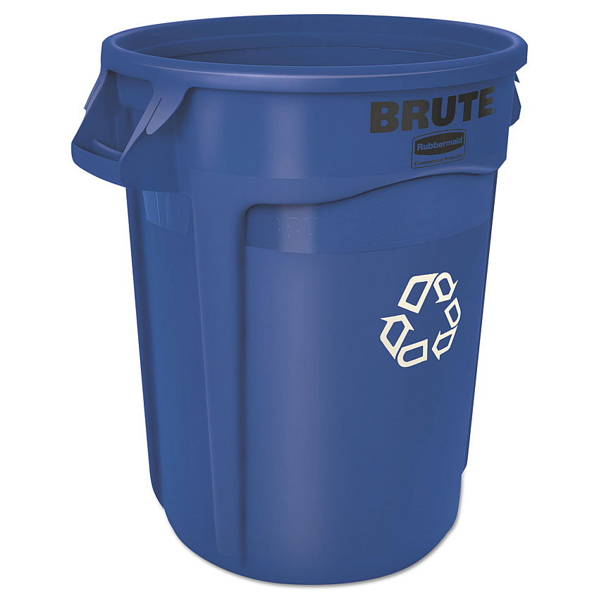 Rubbermaid Commercial Brute Recycling Container, 32 gal, Polyethylene, Blue (RCP263273BE)