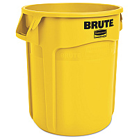 Rubbermaid Commercial Vented Round Brute Container, 20 gal, Plastic, Yellow (RCP2620YEL)