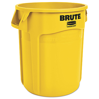 Rubbermaid Commercial Vented Round Brute Container, 20 gal, Plastic, Yellow (RCP2620YEL)