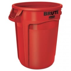 Rubbermaid Commercial Vented Round Brute Container, 32 gal, Plastic, Red (2632RED)