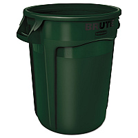Rubbermaid Commercial Vented Round Brute Container, 32 gal, Plastic, Dark Green (RCP2632DGR)