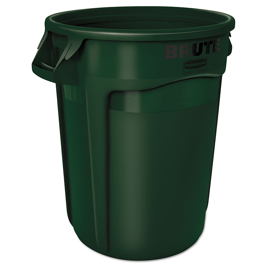 Rubbermaid Commercial Vented Round Brute Container, 32 gal, Plastic, Dark Green (RCP2632DGR)