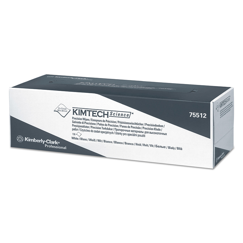 Kimtech Precision Wipers, POP-UP Box, 1-Ply, 11.8 x 11.8, Unscented, White, 196/Box, 15 Boxes/Carton (KCC75512)