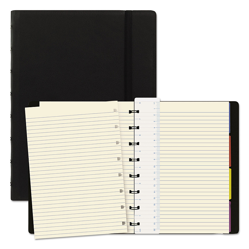 Filofax Notebook, 1-Subject, Medium/College Rule, Black Cover, (112) 8.25 x 5.81 Sheets (REDB115007U)
