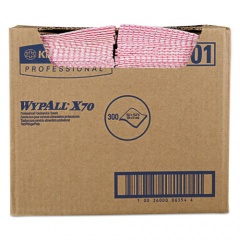 WypAll X70 Wipers, 1-Ply, 12.5 x 23.2, Red, 300/Carton (06354)