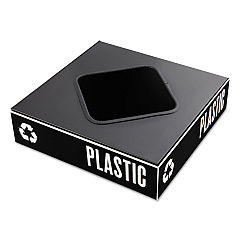 Safco Public Square Recycling Container Lid, Square Opening, 15.25w x 15.25d x 2h, Black (SAF2989BL)