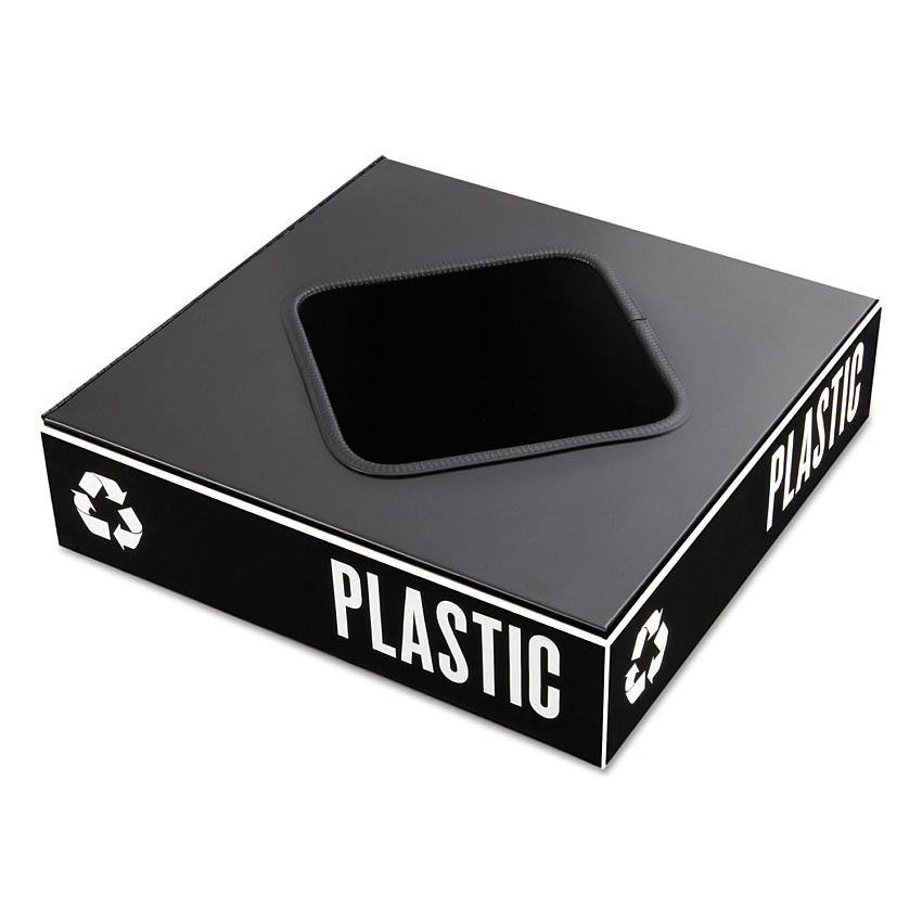 Safco Public Square Recycling Container Lid, Square Opening, 15.25w x 15.25d x 2h, Black (SAF2989BL)
