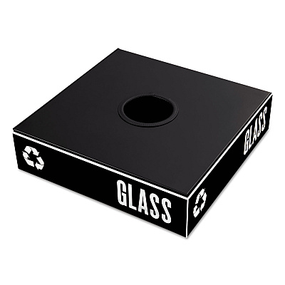Safco Public Square Recycling Container Lid, Circular Opening, 15.25w x 15.25d x 2h, Black (SAF2988BL)
