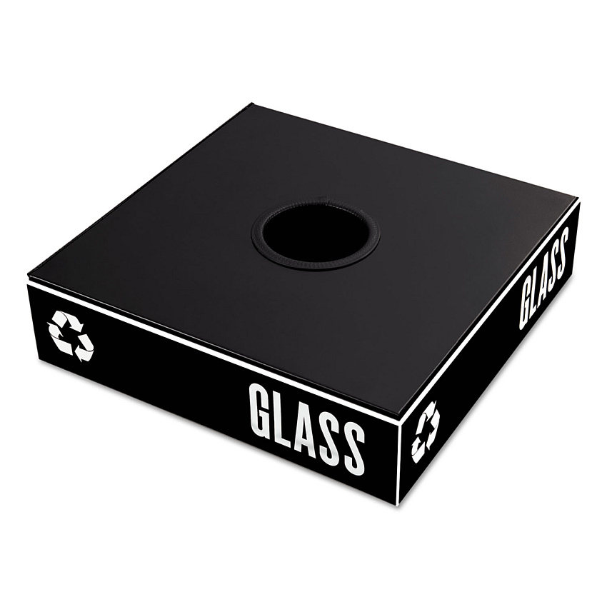 Safco Public Square Recycling Container Lid, Circular Opening, 15.25w x 15.25d x 2h, Black (SAF2988BL)