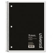 Universal Wirebound Notebook, 1 Subject, Wide/Legal Rule, Black Cover, 10.5 x 8, 70 Sheets (66620)