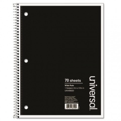 Universal Wirebound Notebook, 1-Subject, Wide/Legal Rule, Black Cover, (70) 10.5 x 8 Sheets (66620)