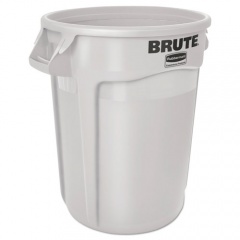 Rubbermaid Commercial Vented Round Brute Container, 10 gal, Plastic, White (2610WHI)
