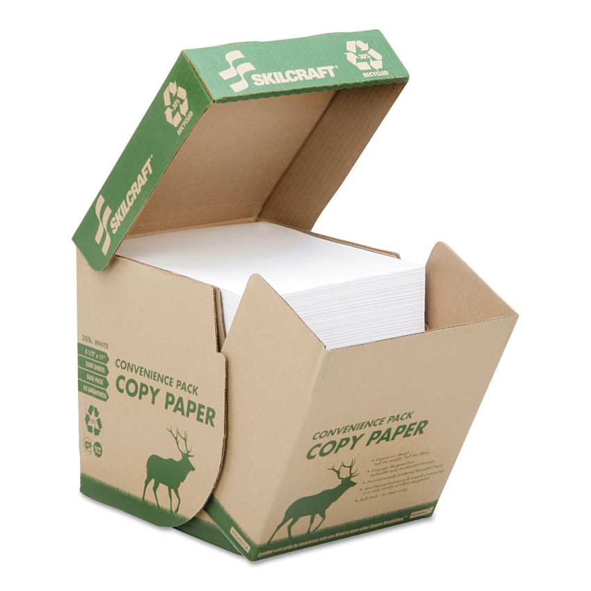 AbilityOne 7530015623260, SKILCRAFT Convenience PK Paper, 92 Bright, 20 lb Bond Weight, 8.5 x 11, White, 500 Sheets/Ream, 5 Reams/Carton