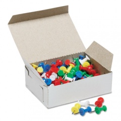 AbilityOne 7510012073978 SKILCRAFT Color Push Pins, Plastic, Assorted, 0.38", 100/Box